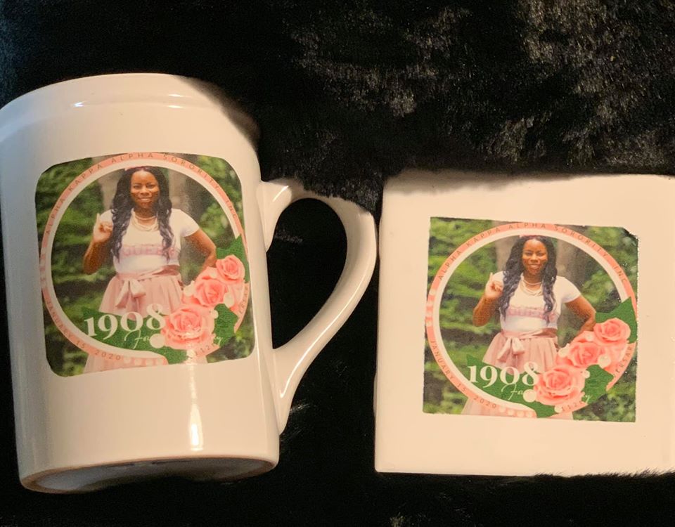 Personalized Coffee Cups with Matching Costers
